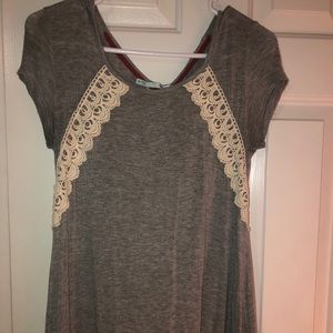 Grey lace dress top